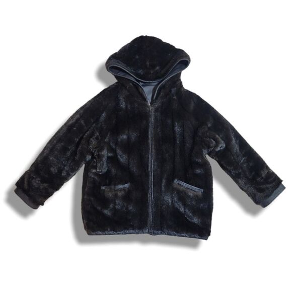 Donna Pelle RARE Vintage FULLY Reversable Leather & Faux Fur Coat - Picture 2 of 6